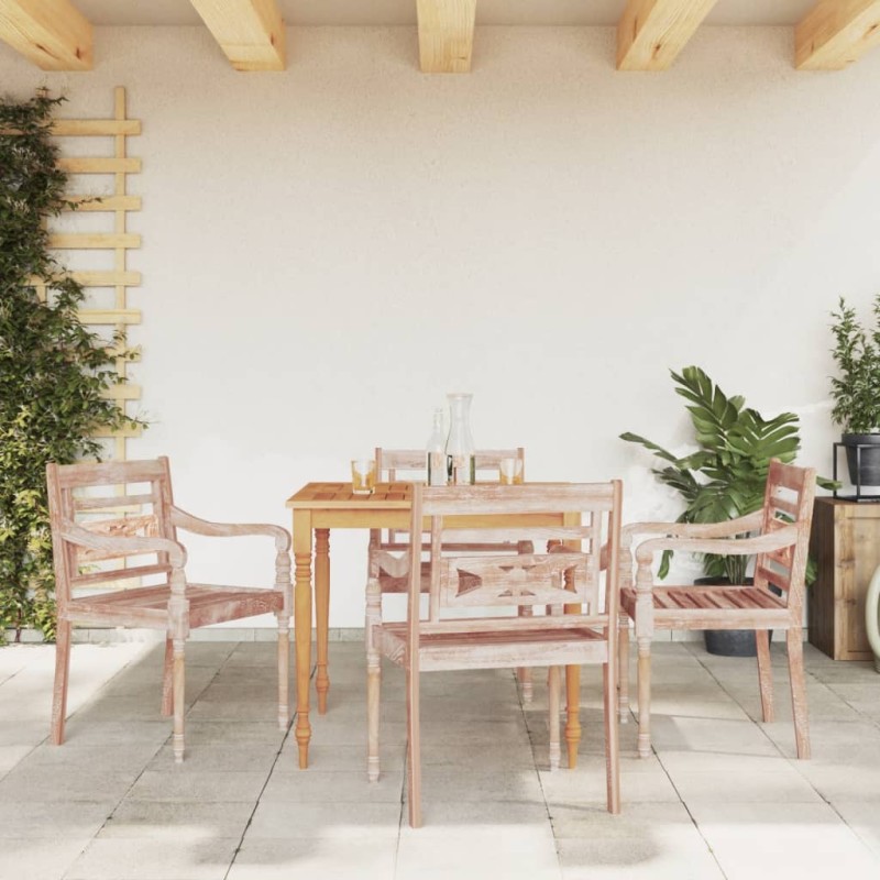 vidaXL Batavia-Stühle 4 Stk. Weiß Massivholz Teak vidaXL Batavia-Stühle 4 Stk. Weiß Massivholz Teak