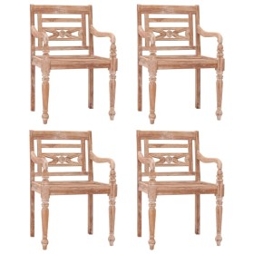 vidaXL Batavia-Stühle 4 Stk. Weiß Massivholz Teak
