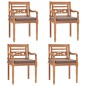 vidaXL 5-tlg. Garten-Essgruppe mit Dunkelgrauen Kissen Massivholz Teak vidaXL 5-tlg. Garten-Essgruppe mit Dunkelgrauen Kissen Massivholz Teak