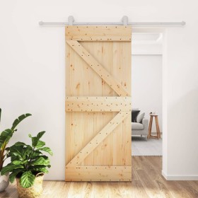 vidaXL Schiebetür mit Beschlag 90x210 cm Massivholz Kiefer