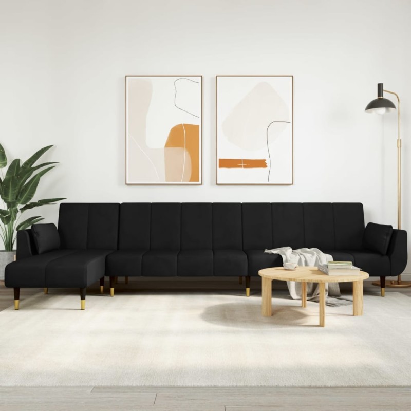 vidaXL Schlafsofa in L-Form Schwarz 275x140x70 cm Samt vidaXL Schlafsofa in L-Form Schwarz 275x140x70 cm Samt