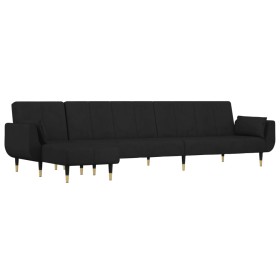 vidaXL Schlafsofa in L-Form Schwarz 275x140x70 cm Samt