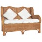 vidaXL 2-Sitzer-Sofa Hellbraun Natürliches Rattan und Leinen vidaXL 2-Sitzer-Sofa Hellbraun Natürliches Rattan und Leinen
