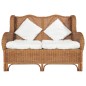 vidaXL 2-Sitzer-Sofa Hellbraun Natürliches Rattan und Leinen vidaXL 2-Sitzer-Sofa Hellbraun Natürliches Rattan und Leinen