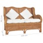 vidaXL 2-Sitzer-Sofa Hellbraun Natürliches Rattan und Leinen vidaXL 2-Sitzer-Sofa Hellbraun Natürliches Rattan und Leinen