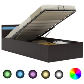 vidaXL Bett mit Bettkasten Hydraulisch LED Grau Kunstleder 100x200 cm 