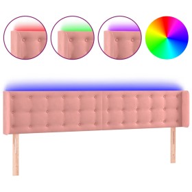 vidaXL LED Kopfteil Rosa 183x16x78/88 cm Samt