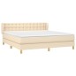vidaXL Boxspringbett mit Matratze Creme 160x200 cm Stoff vidaXL Boxspringbett mit Matratze Creme 160x200 cm Stoff