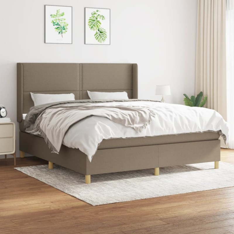 vidaXL Boxspringbett mit Matratze Taupe 160x200 cm Stoff vidaXL Boxspringbett mit Matratze Taupe 160x200 cm Stoff