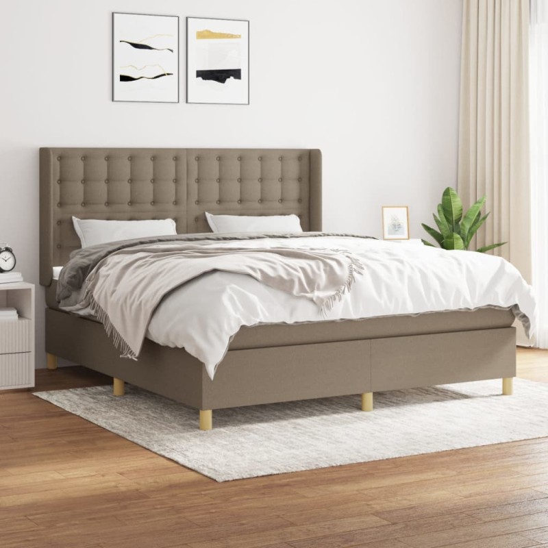 vidaXL Boxspringbett mit Matratze Taupe 160x200 cm Stoff vidaXL Boxspringbett mit Matratze Taupe 160x200 cm Stoff