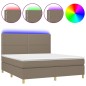 vidaXL Boxspringbett mit Matratze & LED Taupe 180x200 cm Stoff vidaXL Boxspringbett mit Matratze & LED Taupe 180x200 cm Stoff