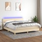 vidaXL Boxspringbett mit Matratze & LED Creme 160x200 cm Stoff vidaXL Boxspringbett mit Matratze & LED Creme 160x200 cm Stoff