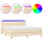 vidaXL Boxspringbett mit Matratze & LED Creme 160x200 cm Stoff vidaXL Boxspringbett mit Matratze & LED Creme 160x200 cm Stoff
