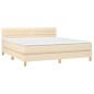 vidaXL Boxspringbett mit Matratze & LED Creme 160x200 cm Stoff vidaXL Boxspringbett mit Matratze & LED Creme 160x200 cm Stoff
