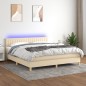 vidaXL Boxspringbett mit Matratze & LED Creme 160x200 cm Stoff vidaXL Boxspringbett mit Matratze & LED Creme 160x200 cm Stoff