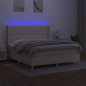 vidaXL Boxspringbett mit Matratze & LED Creme 160x200 cm Stoff vidaXL Boxspringbett mit Matratze & LED Creme 160x200 cm Stoff