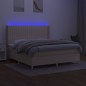 vidaXL Boxspringbett mit Matratze & LED Creme 160x200 cm Stoff vidaXL Boxspringbett mit Matratze & LED Creme 160x200 cm Stoff