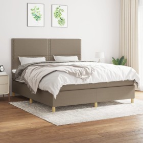 vidaXL Boxspringbett mit Matratze Taupe 160x200 cm Stoff