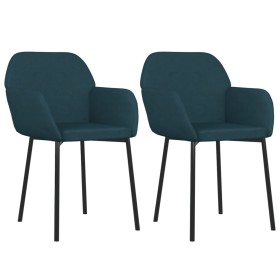 vidaXL Esszimmerstühle 2 Stk. Blau Samt