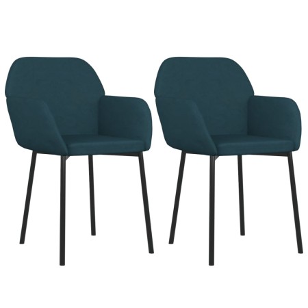 vidaXL Esszimmerstühle 2 Stk. Blau Samt