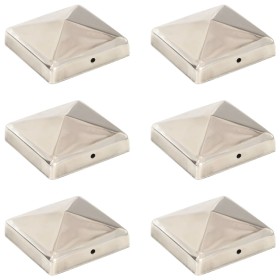 vidaXL Pfostenkappen 6 Stk. Pyramide Edelstahl 91 x 91 mm