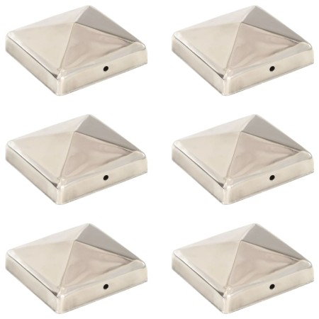vidaXL Pfostenkappen 6 Stk. Pyramide Edelstahl 91 x 91 mm