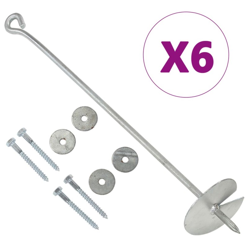 vidaXL Erdanker 6 Stk. 10×60 cm Verzinktes Metall vidaXL Erdanker 6 Stk. 10×60 cm Verzinktes Metall