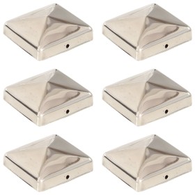 vidaXL Pfostenkappen 6 Stk. Pyramide Edelstahl 71 x 71 mm  