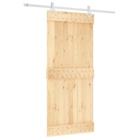 vidaXL Schiebetür mit Beschlag 90x210 cm Massivholz Kiefer