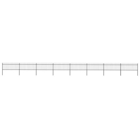 vidaXL Gartenzaun mit Speerspitzen Stahl 13,6 x 0,8 m Schwarz