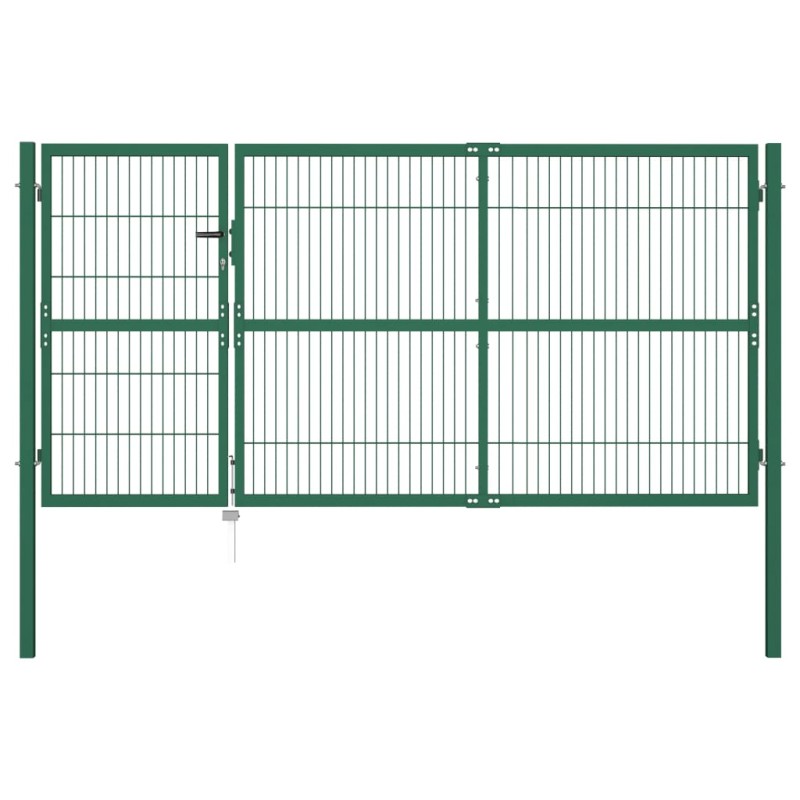 vidaXL Gartentor mit Pfosten 350 x 140 cm Stahl Grün vidaXL Gartentor mit Pfosten 350 x 140 cm Stahl Grün