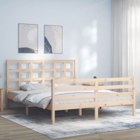 vidaXL Massivholzbett mit Kopfteil
