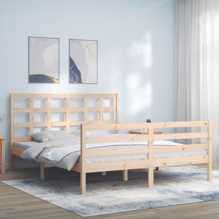 vidaXL Massivholzbett mit Kopfteil