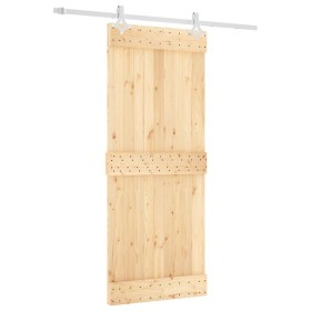 vidaXL Schiebetür mit Beschlag 85x210 cm Massivholz Kiefer