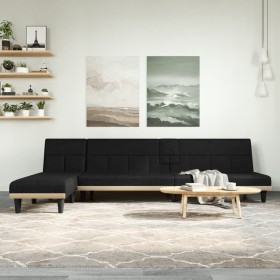 vidaXL Schlafsofa in L-Form Schwarz 255x140x70 cm Stoff