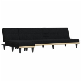 vidaXL Schlafsofa in L-Form Schwarz 255x140x70 cm Stoff