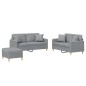 vidaXL 3-tlg. Sofagarnitur mit Kissen Hellgrau Stoff vidaXL 3-tlg. Sofagarnitur mit Kissen Hellgrau Stoff