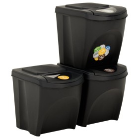 vidaXL Stapelbare Mülleimer 3 Stk. Anthrazit 75 L  