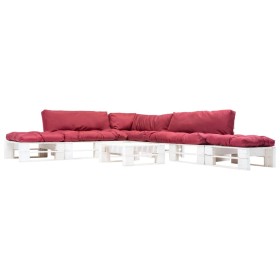 vidaXL 6-tlg. Paletten-Lounge-Set mit Kissen in Rot Holz