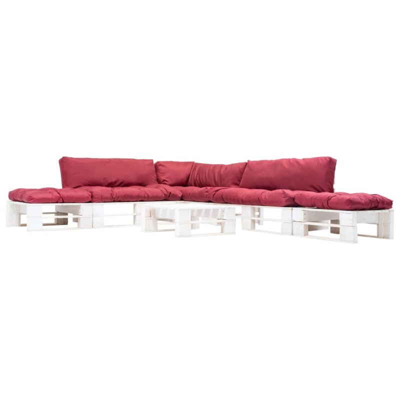 vidaXL 6-tlg. Paletten-Lounge-Set mit Kissen in Rot Holz vidaXL 6-tlg. Paletten-Lounge-Set mit Kissen in Rot Holz