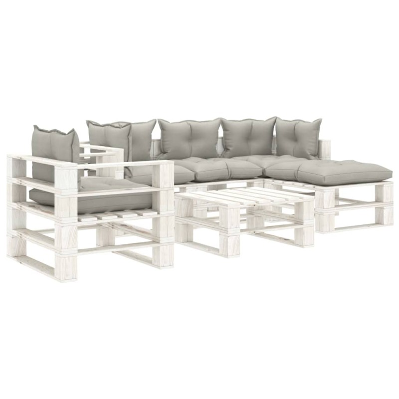 vidaXL 6-tlg. Garten-Lounge-Set Paletten mit Kissen in Taupe Holz vidaXL 6-tlg. Garten-Lounge-Set Paletten mit Kissen in Taupe Holz