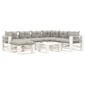 vidaXL 8-tlg. Garten-Lounge-Set Paletten mit Kissen in Taupe Holz