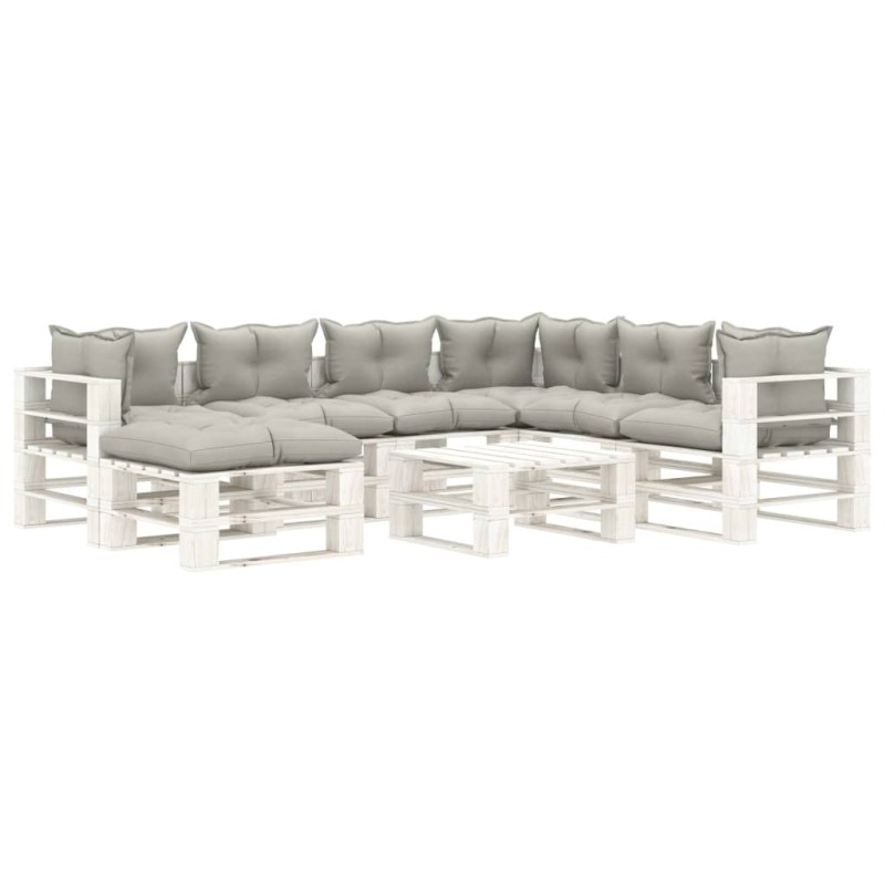 vidaXL 8-tlg. Garten-Lounge-Set Paletten mit Kissen in Taupe Holz vidaXL 8-tlg. Garten-Lounge-Set Paletten mit Kissen in Taupe Holz