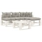 vidaXL 5-tlg. Garten-Lounge-Set Paletten mit Kissen in Taupe Holz vidaXL 5-tlg. Garten-Lounge-Set Paletten mit Kissen in Taupe Holz