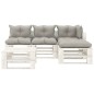 vidaXL 5-tlg. Garten-Lounge-Set Paletten mit Kissen in Taupe Holz vidaXL 5-tlg. Garten-Lounge-Set Paletten mit Kissen in Taupe Holz