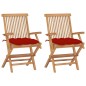 vidaXL Gartenstühle mit Roten Kissen 2 Stk. Massivholz Teak vidaXL Gartenstühle mit Roten Kissen 2 Stk. Massivholz Teak