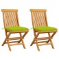 vidaXL Gartenstühle mit Hellgrünen Kissen 2 Stk. Massivholz Teak vidaXL Gartenstühle mit Hellgrünen Kissen 2 Stk. Massivholz Teak