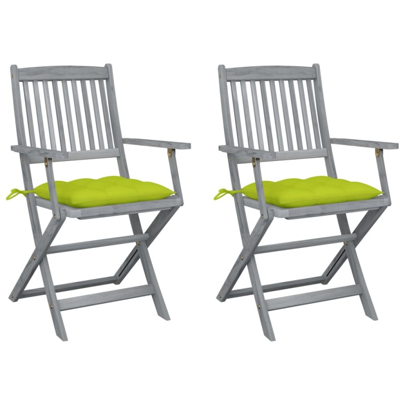 vidaXL Klappbare Gartenstühle 2 Stk. mit Kissen Massivholz Akazie vidaXL Klappbare Gartenstühle 2 Stk. mit Kissen Massivholz Akazie