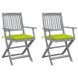 vidaXL Klappbare Gartenstühle 2 Stk. mit Kissen Massivholz Akazie vidaXL Klappbare Gartenstühle 2 Stk. mit Kissen Massivholz Akazie