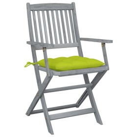 vidaXL Klappbare Gartenstühle 2 Stk. mit Kissen Massivholz Akazie